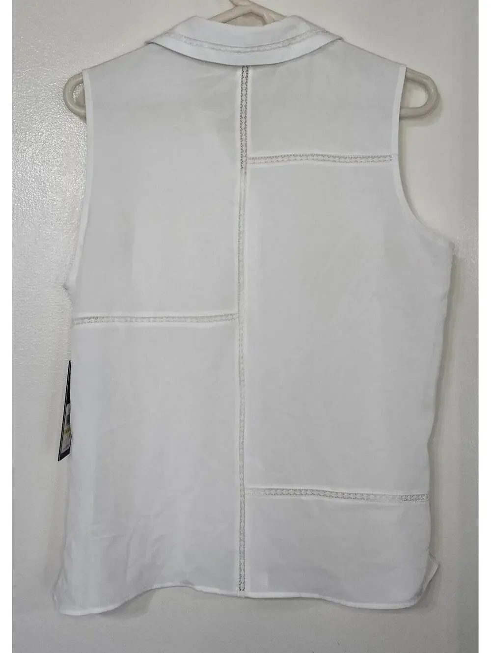 Karl Lagerfeld Sleeveless Button Up Blouse White Medium NWT Top New Wirh Tags - Picture 7 of 7